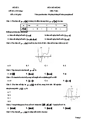Đề thi thử Tốt nghiệp THPT môn Toán - Mã đề 02 - Năm học 2021 (Có đáp án)